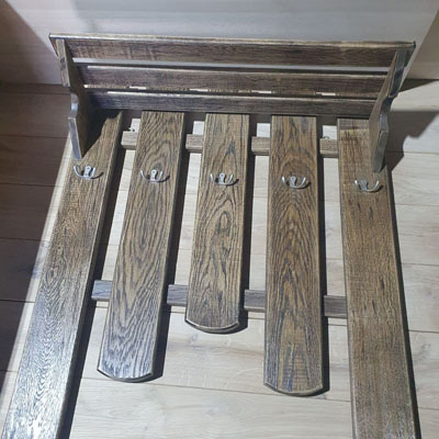 Вішалка з поличкою на 5 гачків, сосна тонована - Зображення 2